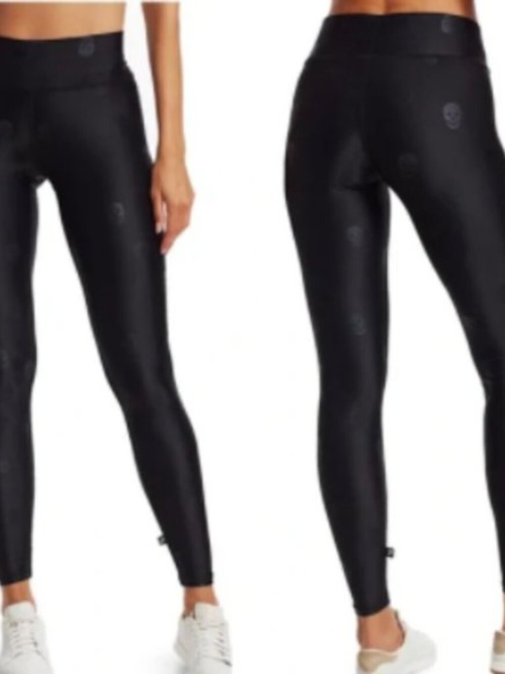 Terez Foil Starry Eyed Skull Tall Band Black Leggings Size M